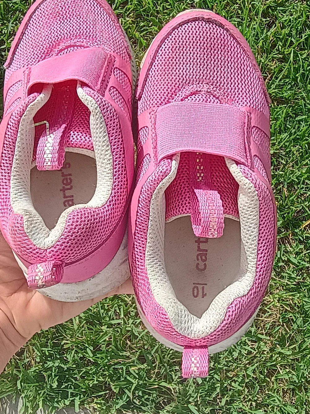 Carter's Bright Pink Mesh Hook-and-Loop Kids Sneakers